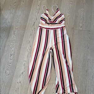 Streetwear Society Striped Jumpsuit - Pink, Black, White